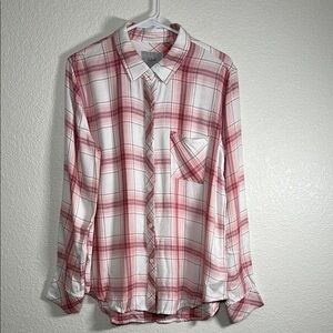 NWOT Rails Pink and White Plaid Shirt Medium